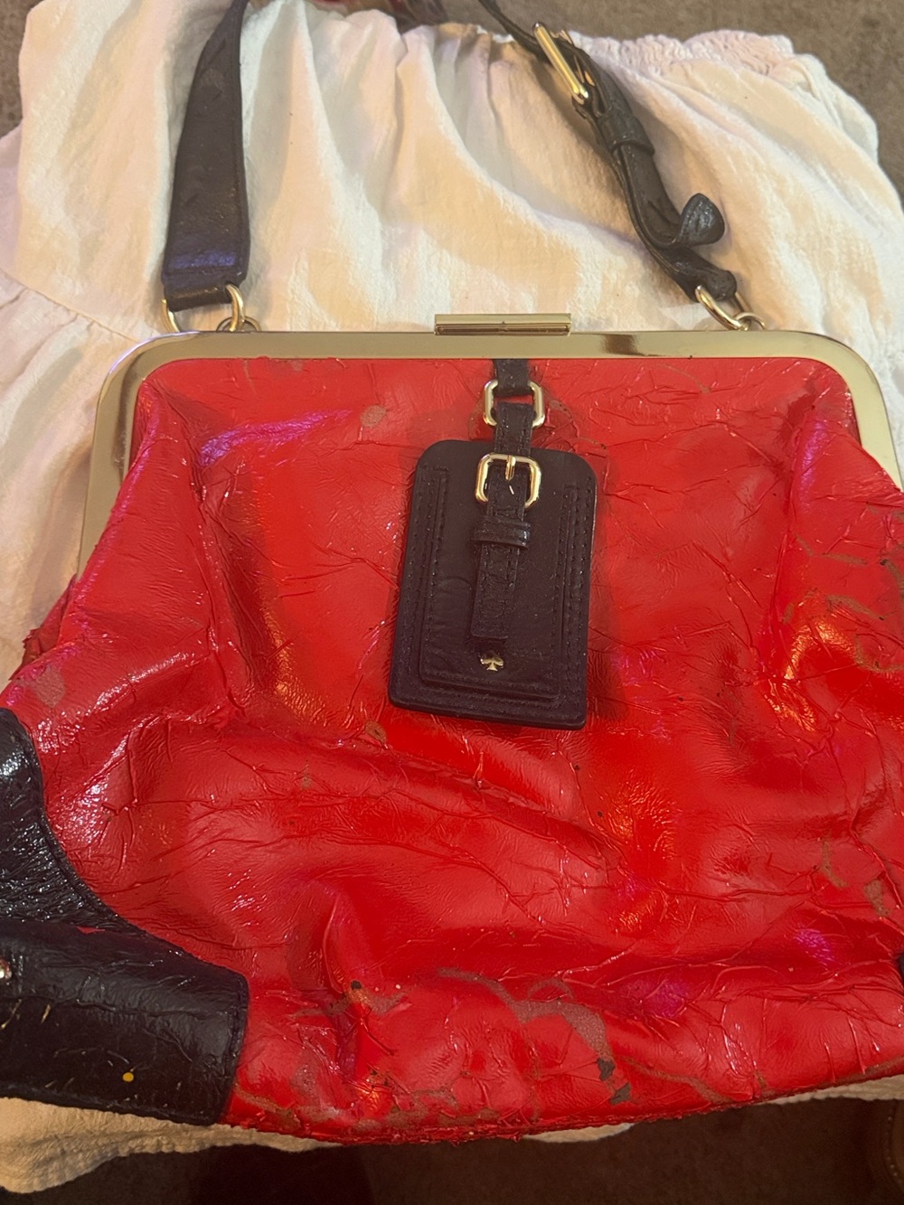 Kate Spade Red and Black Women's Frame Satchel Bag